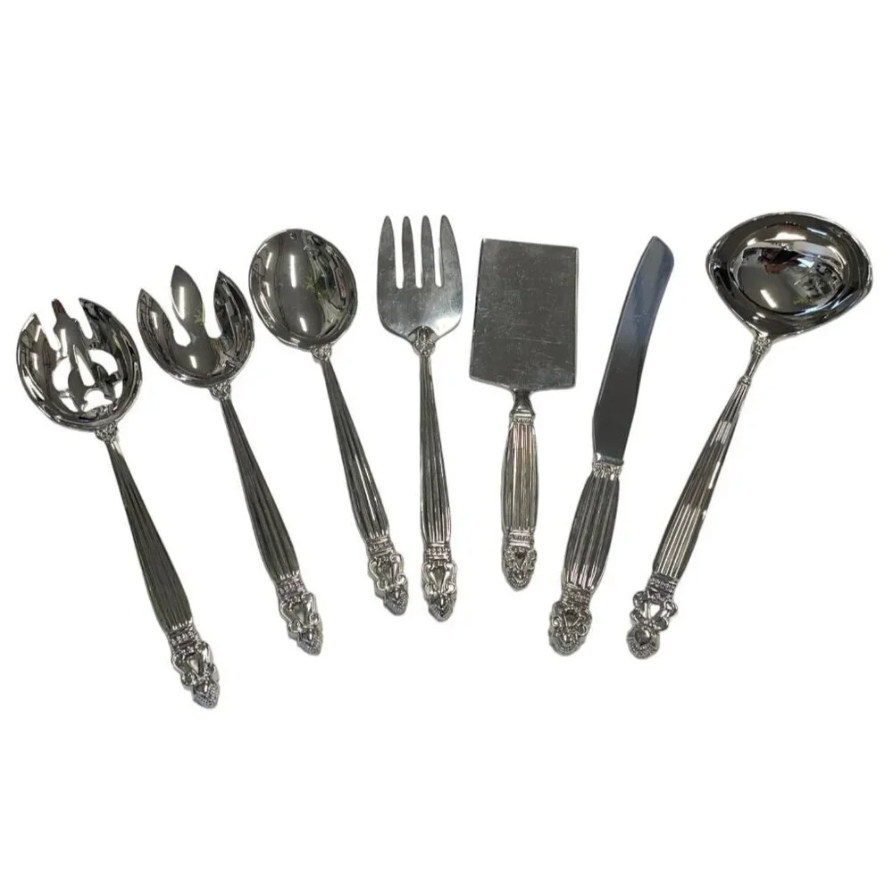 GODINGER Olde Copenhagen Silverplate Set of 7‎ Heavy Serving Pieces Flatware